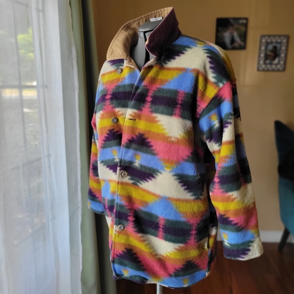 Current Seen Women Utility Jacket Purple Cord Collar and Aztec Print Reversible - Picture 2 of 13